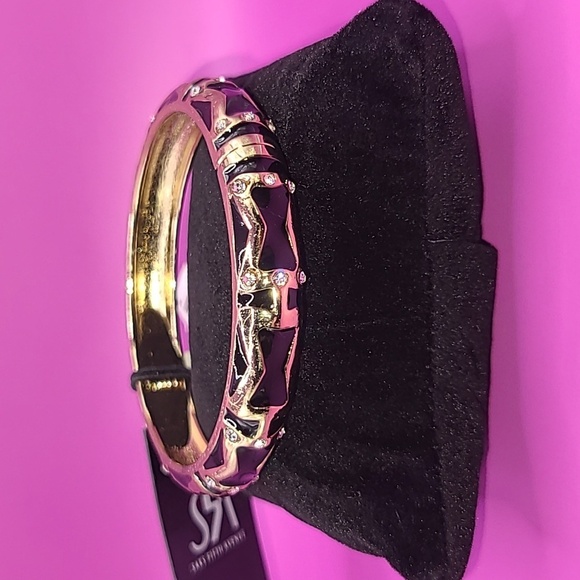 Black and gold colored hinged bangle by Sax 5th Avenue Nwt - Picture 1 of 8
